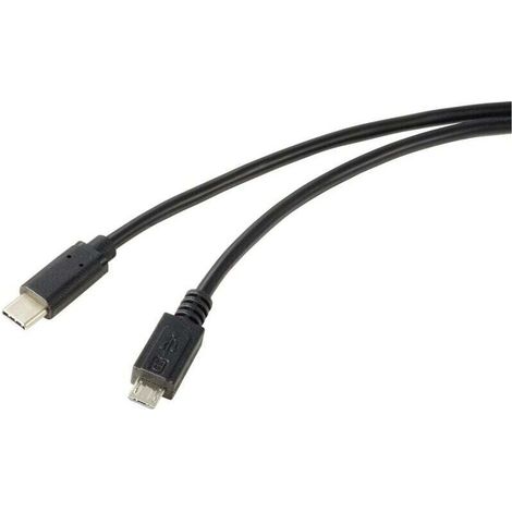 Câble USB-C vers Micro-USB 1 m, noir, haute résistance – RF-5719754 C306442 (1/2)