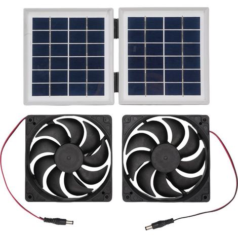 Kit de ventilateur extracteur solaire résistant à la pluie, 2 ventilateurs de ventilation et de refroidissement de 5 W avec panneau solaire pliable de 10 W pour une utilisation en extérieur, caravanes (1/5)
