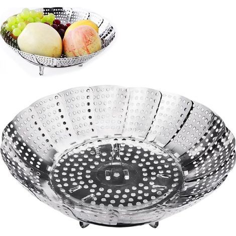 Cuiseur vapeur pliable en inox – panier vapeur pour légumes, compatible toutes casseroles (1/4)