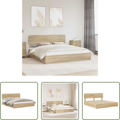 Schubladenbett - Aufbewahrungsbett Sonoma-Eiche 180 x 200 cm Holzwerkstoff (1/5)