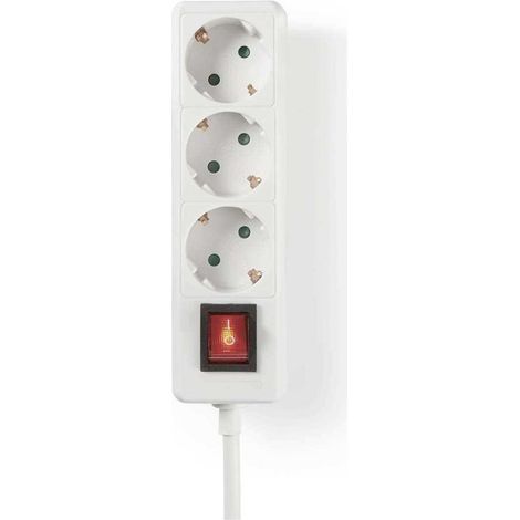 Regleta 3 Tomas Schuko Con Interruptor Blanca Con Cable 1,5