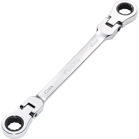 Draper Metric 12 x 13mm Flexible Head Double Ring Ratchet Spanner Chrome 27746 (1/2)