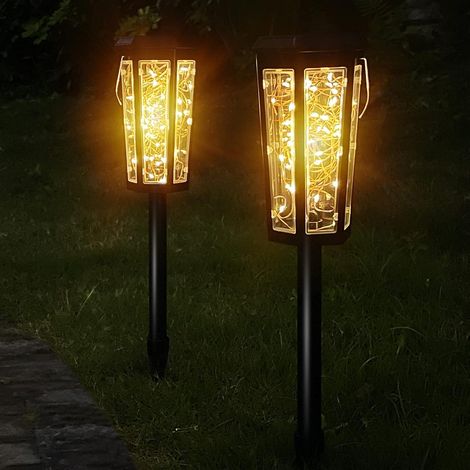 Set of 2 2-in-1 Outdoor Solar Hanging Lanterns, Outdoor Decoration, 2 Lighting Modes, Solar Powered Lighting for Garden, Lawn, Patio, Yard, Driveway, Warm White (1/5)