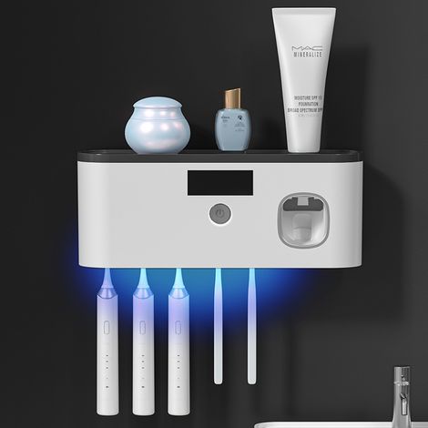 Porte brosse à dents avec stérilisateur UV, hygiène bucco-dentaire optimale, brossage efficace et doux (1/5)