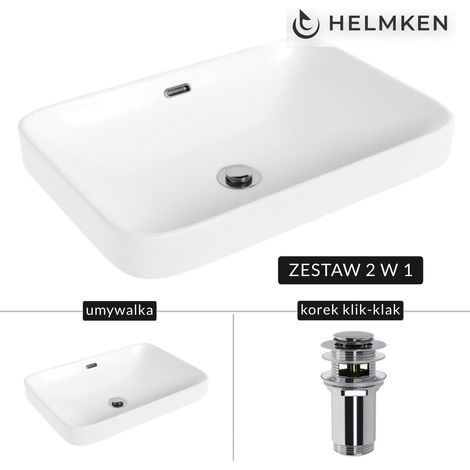 Vasque à poser Helmken 441A52000 (52 x 36) blanche + bonde clic-clac chromée (1/5)