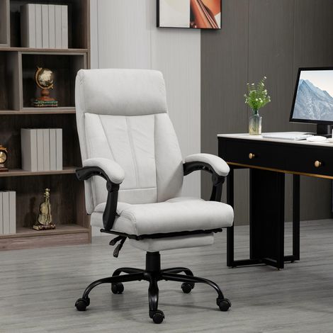 Chaise de bureau avec fonction massage gris clair,conception ergonomique et repose-pieds réglable pour bureau domestique.