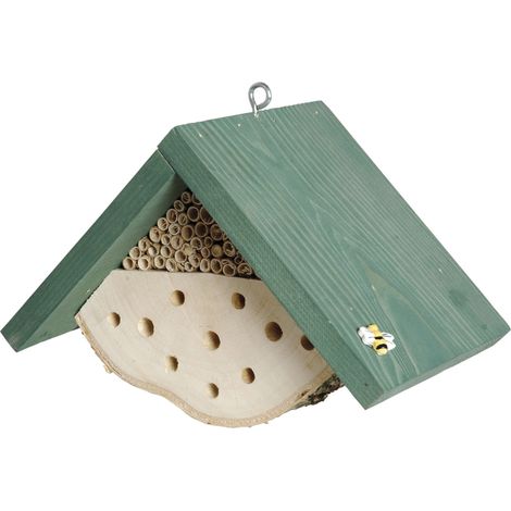 Dobar Insektenhotel Nisthilfe für Wildbienen 22 x 14 x 15 cm grün Insektenhotel (1/3)