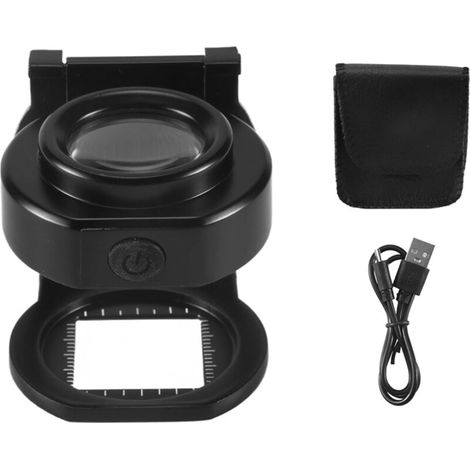 Loupe 25X avec 6 lampes, USB, pliable en trois parties, portable, en métal, pour la couture