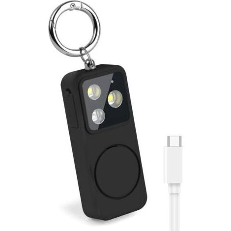 Alarme Personnelle avec Lumière LED, Ring Alarm de 150 DB, Sifflet et Alarme Personnelle, Lampe Puissante, Alarmes de Poche, Porte-clés Compact d'urgence pour Enfants, Femmes et Personnes âgées (1/5)