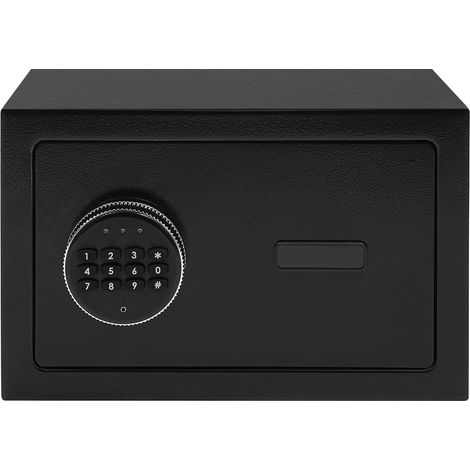 Petit coffre-fort à domicile, Coffre-fort avec mot de passe numérique et clé d'urgence, fonction alarme, 31 × 20 × 20 cm, coffre-fort sécurisé pour la maison, le bureau et l'hôtel (noir)