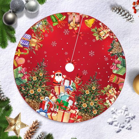 Jupe d'arbre de Noël, décorations de fête à domicile, tapis de fête de décoration festive, 75 cm (1/5)