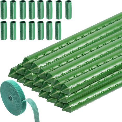 Lot de 20 tuteurs pour plantes grimpantes - Tube en acier inoxydable avec revêtement en plastique - Tuteur avec 15 connecteurs et 1 attache pour plantes - Longueur : 40 cm (1/5)