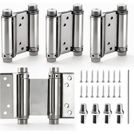 charnières de porte battante en acier inoxydable - 75 mm - Double charnière en acier inoxydable - Pour porte battante, porte en bois, porte de salon, porte de jardin (7,6 cm) (1/3)