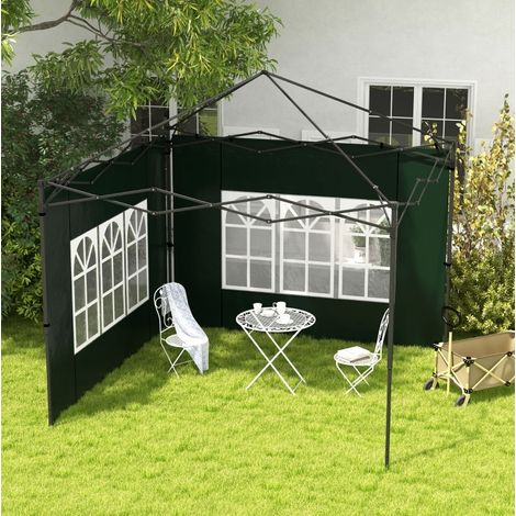 Pavillon-Seitenwände 3 x 3 m und 3 x 6 m, 2er-Set, mit Fenstern, dunkelgrün HAVRYA (1/5)