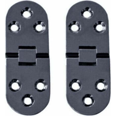 Lot de 10 charnières de table pliantes, charnières de porte d'armoire pliantes plates, charnières de porte d'armoire en alliage de zinc, charnières de porte de meuble avec bords arrondis et vis, pour (1/5)
