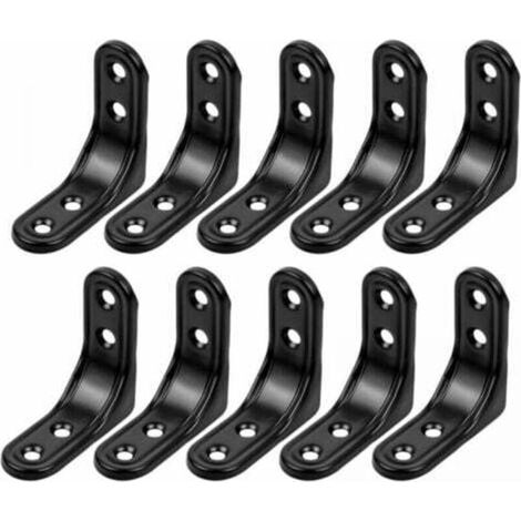 Staffa ad angolo retto, 10 pezzi, staffa angolare in acciaio inox nero, staffa angolare di fissaggio nera da 50 mm, staffa ad angolo retto a L di 90 gradi per mensola a muro