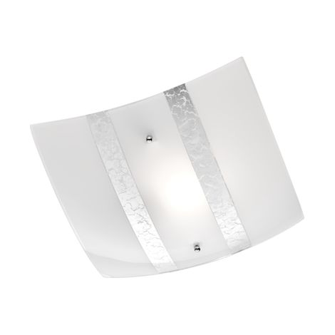 Plafoniera Quadrata Paralume Vetro Decoro Foglia Argento Nikosia Trio Lighting (1/2)