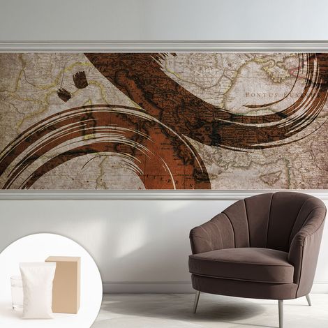Papier peint intissé à motifs décoratifs pour salon chambre et bureau Décoration murale élégante avec colle Carte artistique 250x104 cm (1/5)