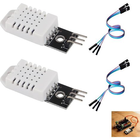 Lot de 2 Capteurs pour DHT22 AM2302 Température et Humidité avec Câble, Module Haute Précision Compatible Arduino et Raspberry Pi, Capteur Numérique 3.3V 5V, Idéal Station Météo, Domotique (1/5)