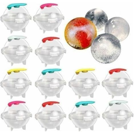 12 Pièces Ensemble de Moules Ice Ball Cube Forme pour Glaçons Géants Ronds pour Whisky, Cocktails, Jus, Bonbons, Gelée, Boisson D'été, Boissons Froides Non Alcoolisées—Couleur Aléatoire (1/5)