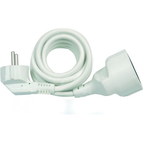 Prolongador con 1 toma, 16a 250v, ip20, cable h05vv-f 3g1,5 mm², 2 m, blanco (1/2)
