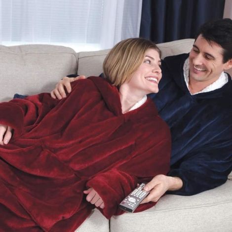 Couverture Sherpa - 80 x 90 cm - Double Face - Avec Manches - Taille Unique (1/4)