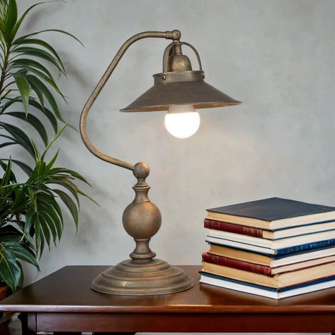 Schreibtischlampe Messing massiv Handarbeit E27 in Bronze (1/5)