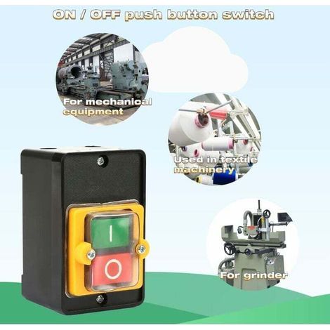 Interrupteur à bouton Interrupteur de démarrage et d'arrêt du moteur AC220V/380V 10A bouton marche/arrêt étanche deux boutons avec support de boîte à poussière (1/4)