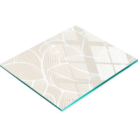 Planche décorative multifonctionnelle de cuisine en verre trempé, motif feuille, 60 x 52 cm (1/5)
