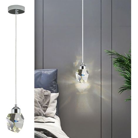 Suspension En Cristal Moderne, Suspension En Cristal LED, Suspension Suspendue Au Plafond Chromé Argenté Réglable, Pour îLot De Cuisine Chambre Salle à Manger (Argent) (1/5)