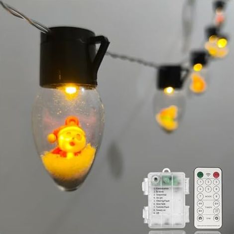 Lumières de Noël à piles, 2,8 m, guirlande lumineuse de Noël à 10 ampoules LED, lumières vintage pour sapin de Noël, décorations mignonnes pour maison, chambre à coucher, jardin, décoration de Noël (1/5)