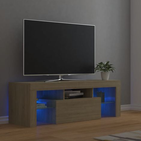 Mobile Porta TV con Luci LED,Mobili TV,Tavolino TV Rovere Sonoma 120x35x40 cm MCWN449905 BonneVie (1/5)