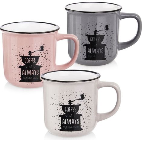 Taza de café de cerámica de 370 ml, 3 unidades. (1/5)