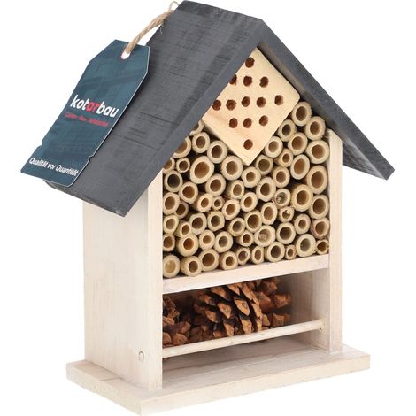 KOTARBAU® Hôtel à Insectes - 80x150x200 mm - Blanc & Gris - Maison Insectes Extérieure - Pour Abeilles Sauvages Et Coccinelles - Décoration Jardin - Maison pour Coccinelle - Résistant Aux Intempéries (1/5)