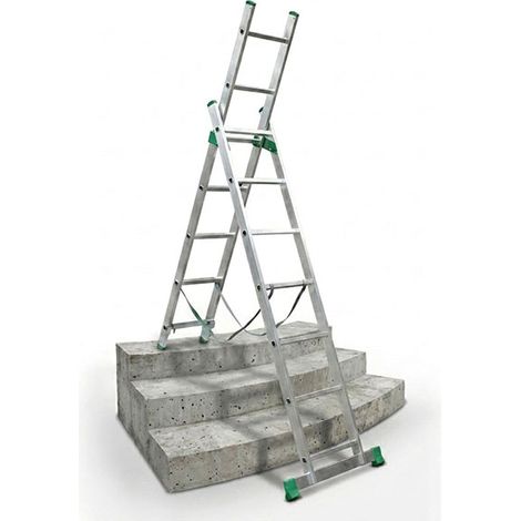 Echelle Direct – Échelle double transformable 2x9 barreaux – Longueur déployée 4.28m – Barreaux striés antidérapants – 7709