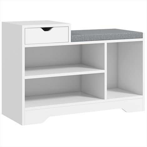 Console Banc à chaussures blanc MDF 76,5 cm avec assise (1/5)