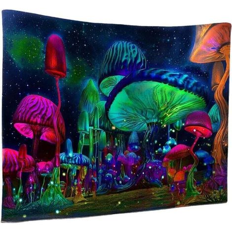 Tapisserie Murale champignons Tenture Murale Hippie Psychédélique (1/4)