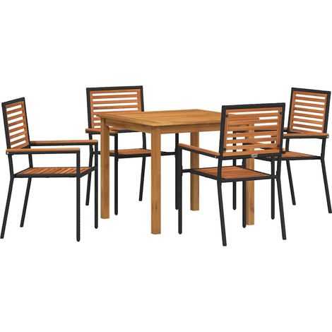 Maison Exclusive - Set da Pranzo per Giardino 5 pz Nero Legno di Acacia Massello (1/5)