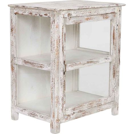 Vitrina de madera blanca acabado artesanal 67x46x80cm