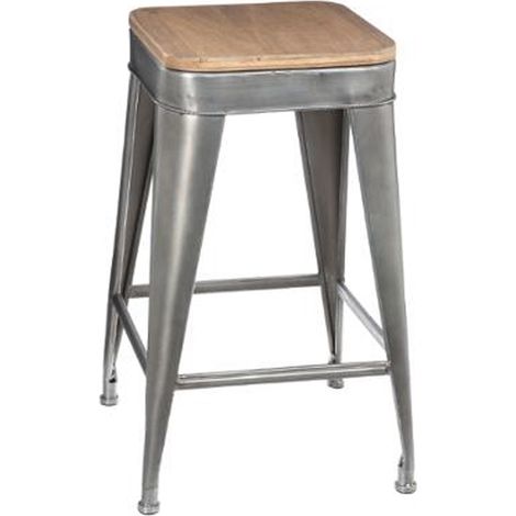 Tabouret de bar en métal coloris gris - Dim : L 38 x l 38 x H 59,9 cm - PEGANE - (1/2)