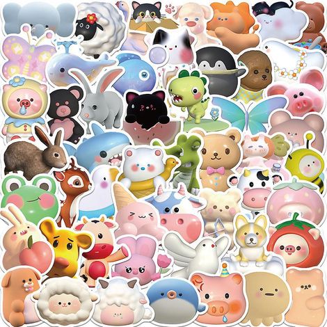 autocollant 52 Pices Animaux Mignons En 3d Graffiti Stickers Pour Portable Voiture Ordinateur Moto Velo Casque Skateboard Guitare Bouteille D'eau (1/5)