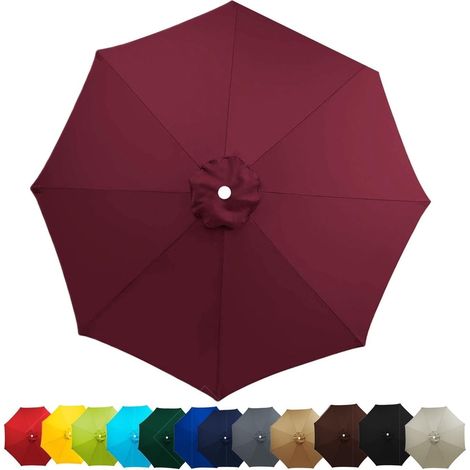 Auvent de Remplacement Baleines Toile de Rechange, Housse de Rechange pour Parasol De Jardin Terrasse Plage(Bourgogne,2.5M/6 Arms)