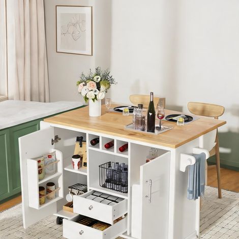 Îlot de cuisine escamotable avec rangements 120 x 73 x 92 cm (1/5)