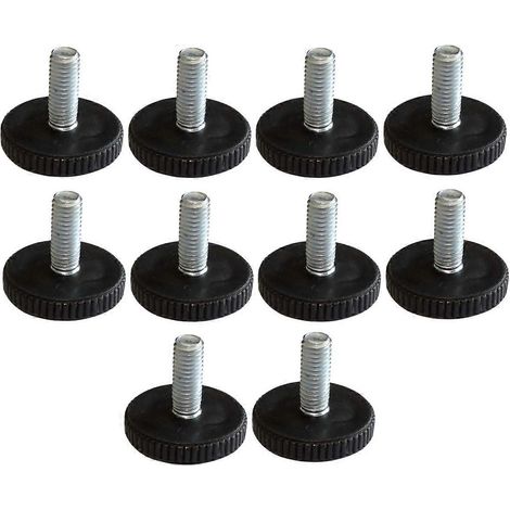 Pieds de vérin réglables noirs M8 pour meubles à visser dans un trou de 40 mm de hauteur 23 mm (10 pièces) (1/5)