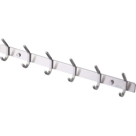 Wandgarderobe fürs Badezimmer mit 6 Haken. Wandgarderobe aus Edelstahl (SUS304). Gebürstete Oberfläche. AH203H6-2