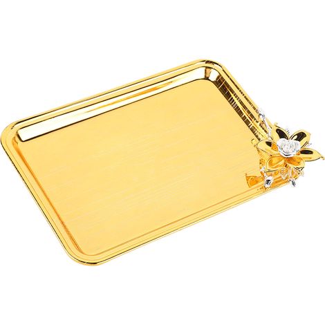 Plateau rectangulaire ornemental luxueux à motif floral pour réception hôtel restaurant salon (1/5)