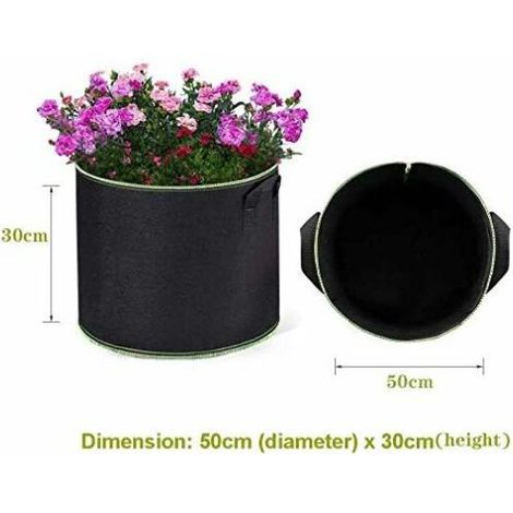 Sacs de plantation avec anses (5) - grande capacité 60L (diamètre 50cm, hauteur 30cm) - sacs de plantation avec anses pour pommes de terre, tomates, fraises, fleurs et autres plantes. (1/4)