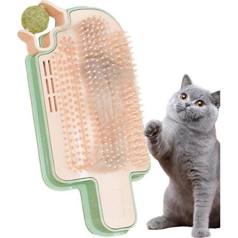 Outil de toilettage - Chat - Brosse d'angle - Grattoir - Boule d'herbe à chat - Asymétrique (1/4)