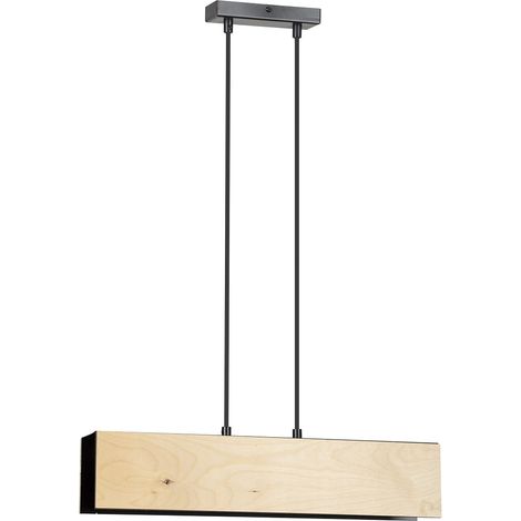 Suspension Emibig Carlo 2xE27 noir bois scandinave 48cm (1/5)