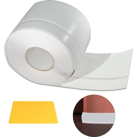 Plinthe Souple Autoadhésive, 50x20mm 12M Plinthe PVC Plinthe Adhesive Cuisine, Souple Convient pour Cuisine et Salle de Bain, Flexible Ruban Autocollante d'étanchéité en PVC (1/5)